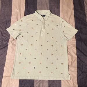 Polo Ralph Lauren Mens S/S Polo Shirt Sz XL All Over Stitch Knit Oxford